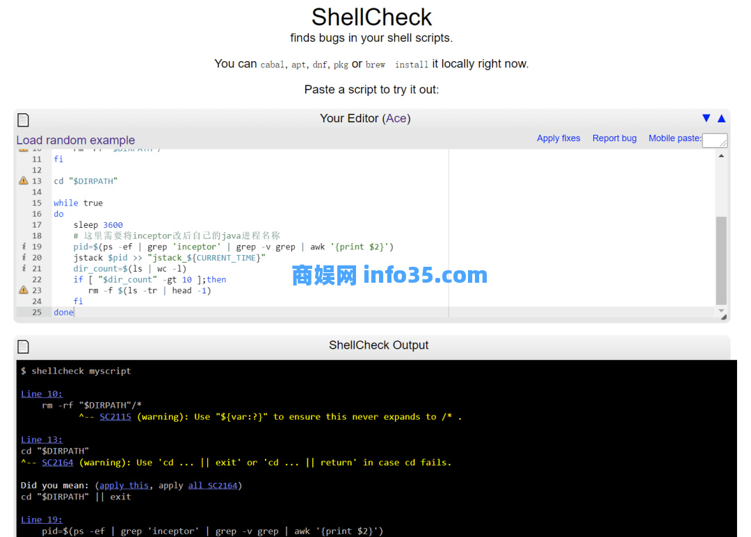 ShellCheck – shell script analysis tool