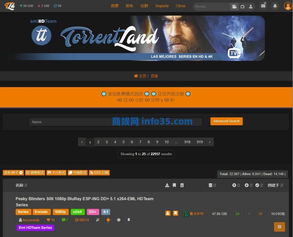 Torrentland 限时开放注册
