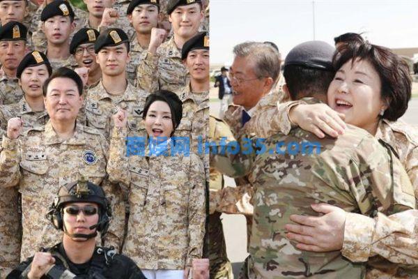 韩在野党批金建希穿军装“抢总统风头”，韩媒：文在寅夫人也穿过。