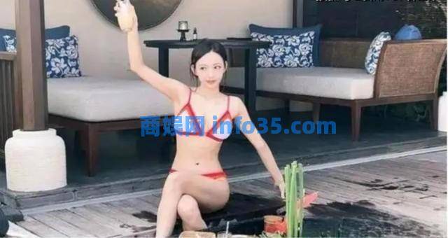 程潇泳衣自拍又来了!穿红色比基尼比心,“奶潇”称号当之无愧。