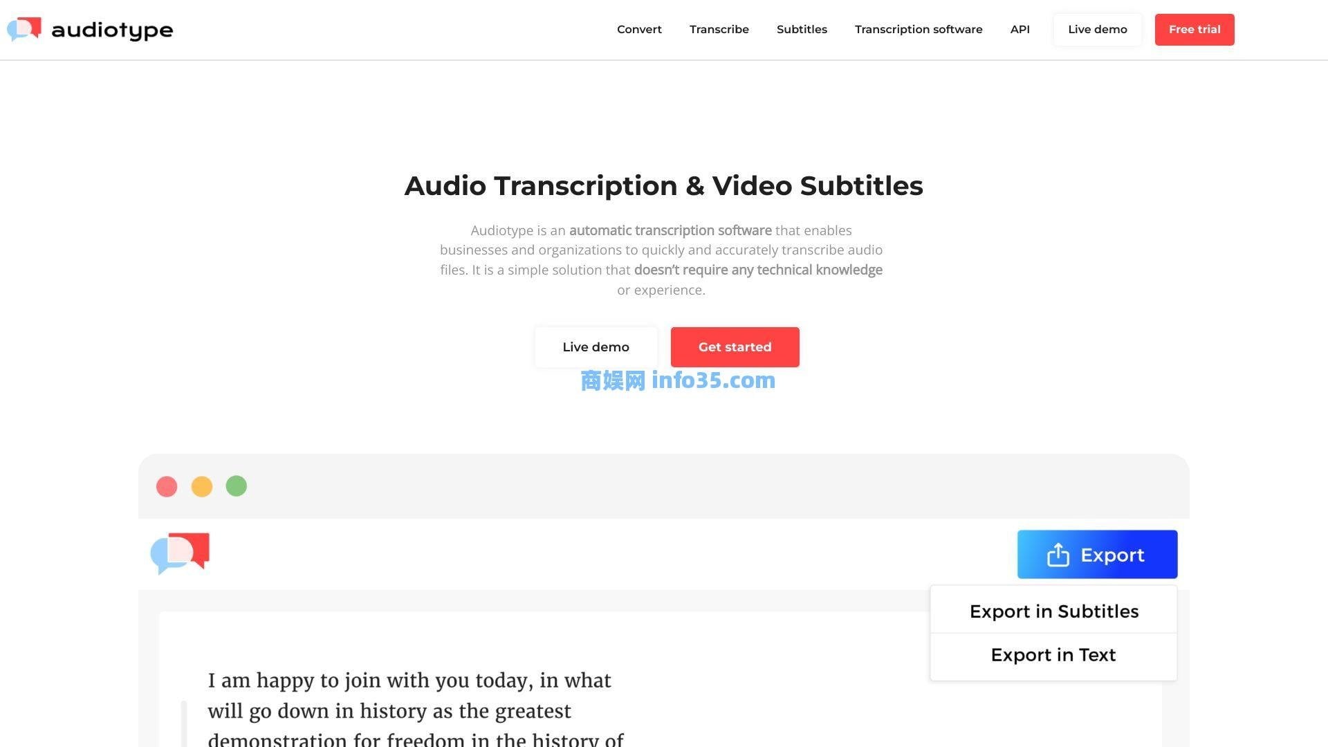 Audiotype - Audio Transcription and Video Subtitles