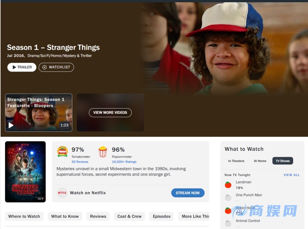 《怪奇物语》第五季烂番茄观众评分翻车 好评只有57%