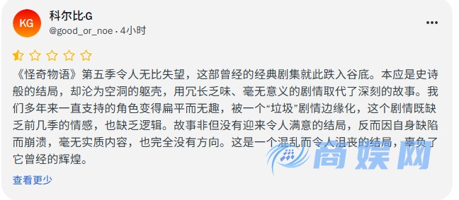 《怪奇物语》第五季烂番茄观众评分翻车 好评只有57%