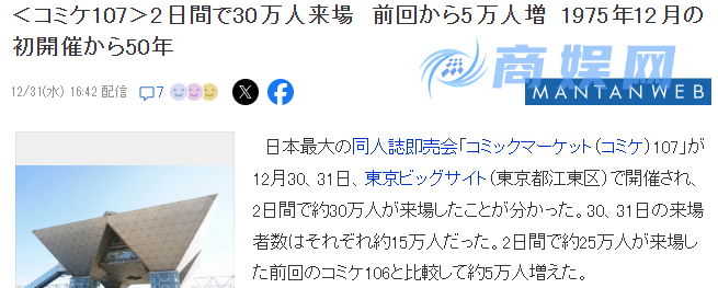 同人志大会CM 107闭幕 50周年之际迎来30万观众